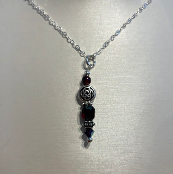 Celtic Knot with Red Garnet Pendant - The Celtic Gift Store - Necklaces