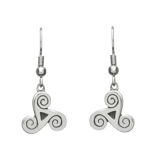 Celtic Legends Pewter Triple Spiral Earrings - The Celtic Gift Store - Earrings