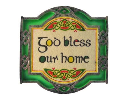 Celtic Threads God Bless Our Home Embroidered Wall Plaque - The Celtic Gift Store - Decor