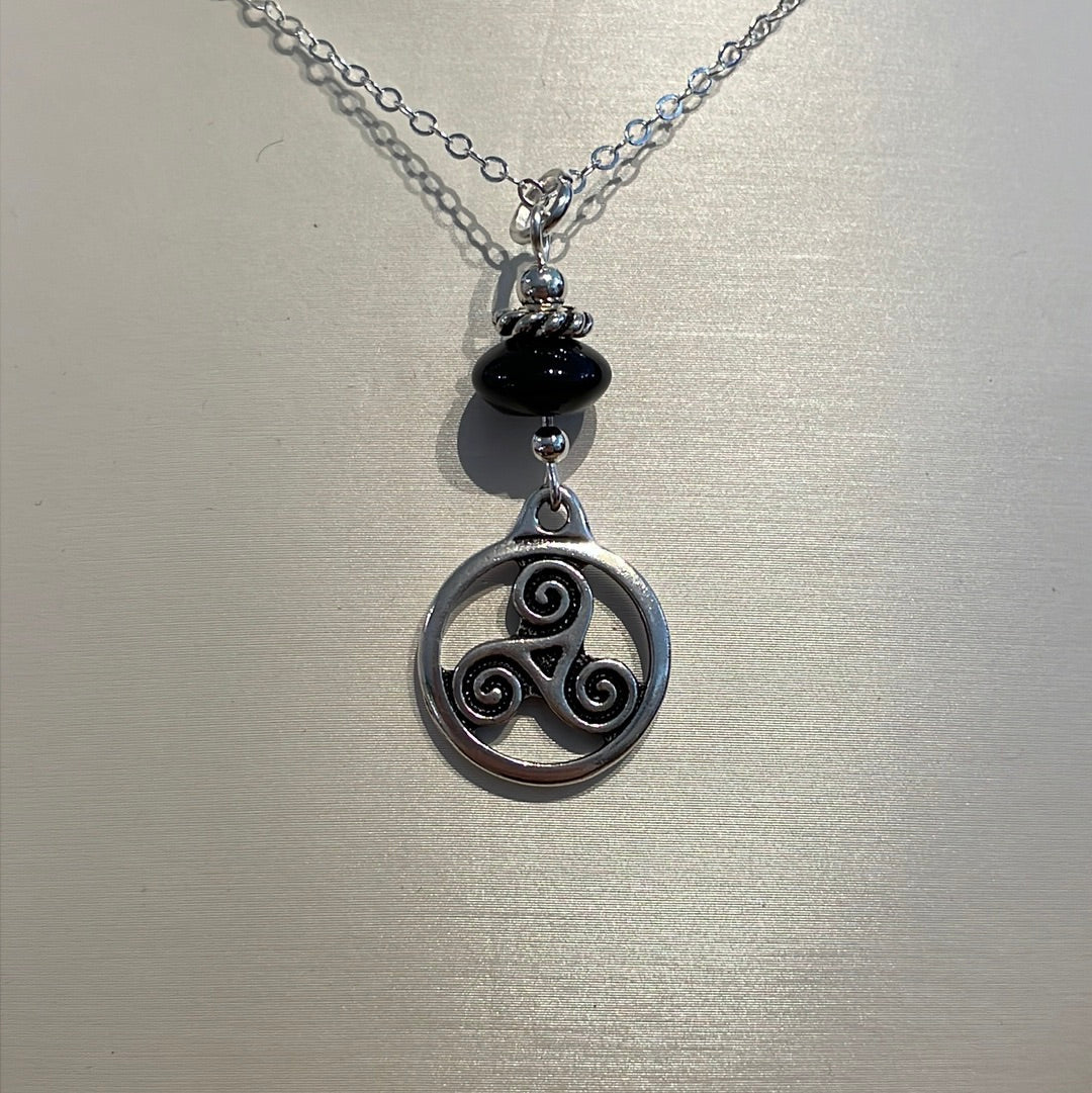 Celtic Triskele with Black Onyx Pendant - The Celtic Gift Store - Necklaces