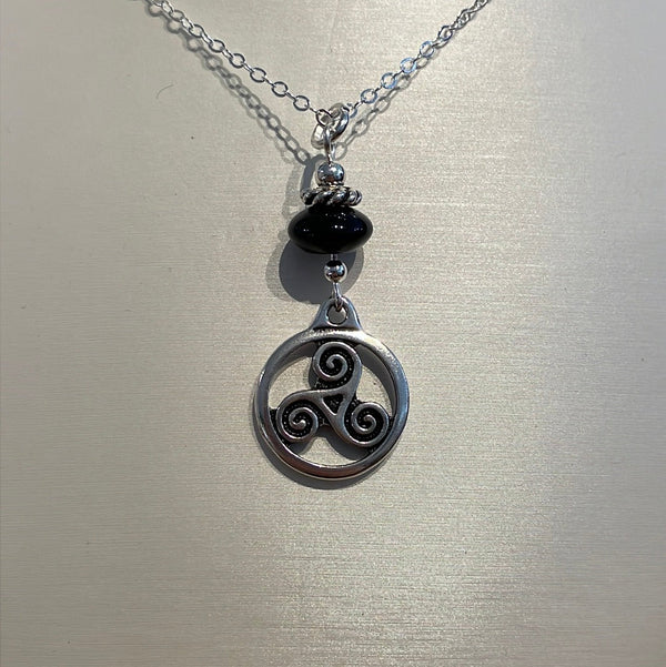 Celtic Triskele with Black Onyx Pendant - The Celtic Gift Store - Necklaces