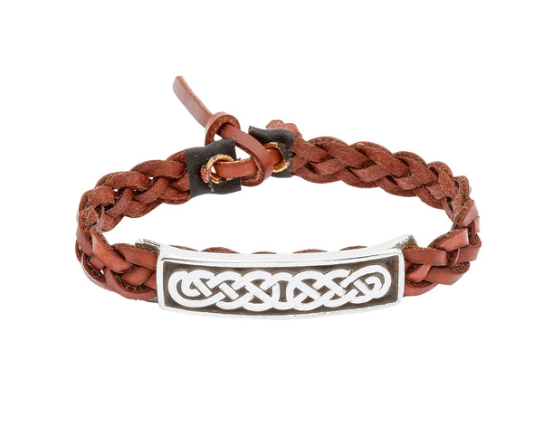 Celtic Knot Bar Leather Wristband