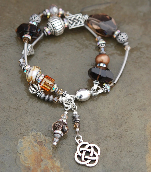 Cliodna Double - strand Smoky Quartz Bracelet - The Celtic Gift Store - bracelets