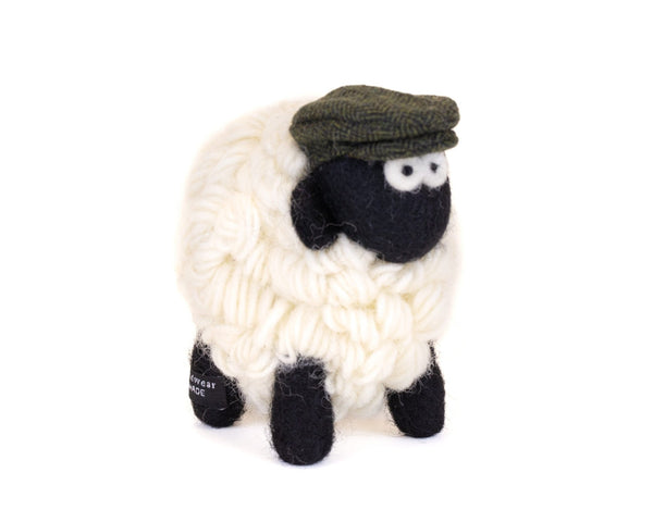 Collectible Knitted Sheep - Green Flat Cap (Medium) - The Celtic Gift Store - Decor