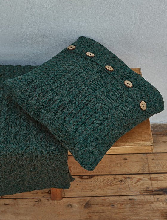 Connemara Green Wool Cushion Cover - The Celtic Gift Store - 