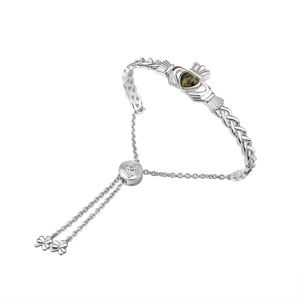 Connemara Marble and Sterling Silver Claddagh Bracelet - The Celtic Gift Store - bracelets