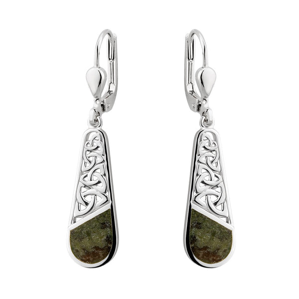 Connemara Marble and Sterling Silver Descending Trinity Knot Earrings - The Celtic Gift Store - Earrings