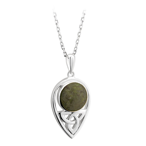 Connemara Marble and Sterling Silver Inverted Trinity Knot Necklace - The Celtic Gift Store - Necklaces