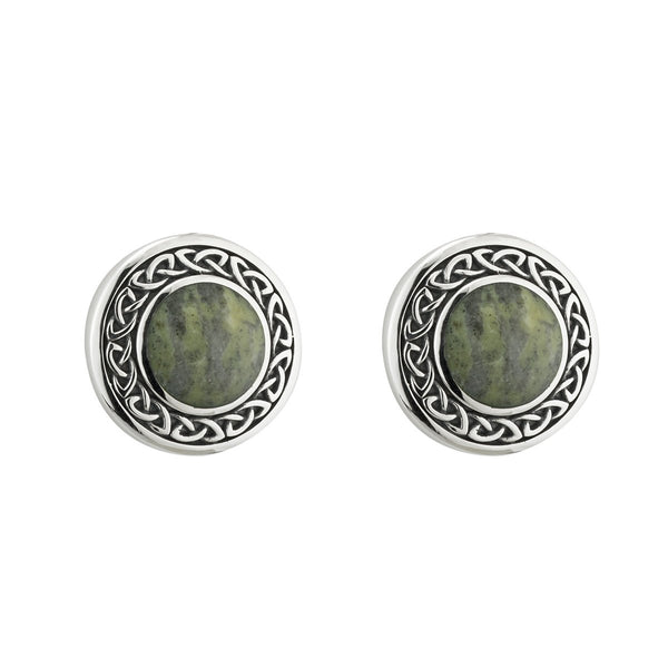Connemara Marble and Sterling Silver Round Celtic Knot Stud Earrings - The Celtic Gift Store - Earrings