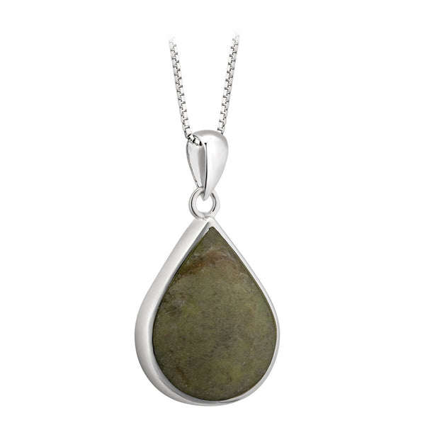 Connemara Marble and Sterling Silver Tear Drop Necklace - The Celtic Gift Store - Necklaces