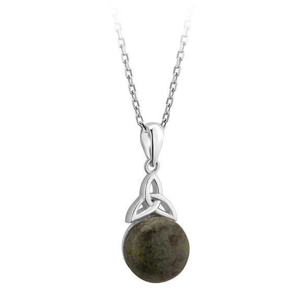 Connemara Marble and Sterling Silver Trinity Knot Necklace - The Celtic Gift Store - Necklaces