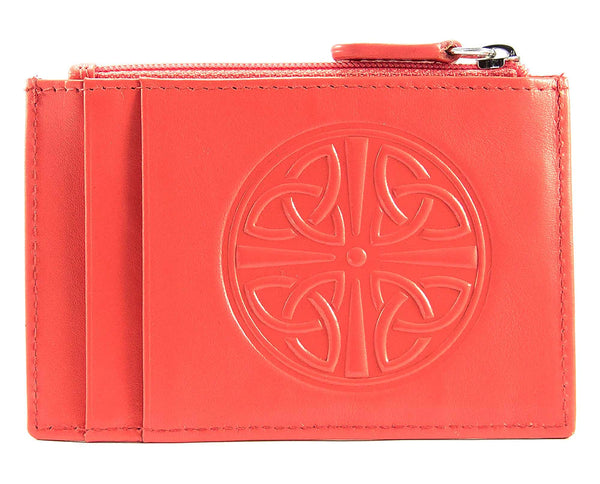 Celtic Knot Leather Wallet- Coral