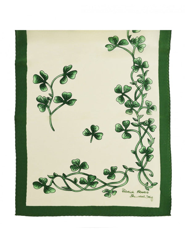 Cream and Emerald Green Shamrock Silk Scarf - The Celtic Gift Store - Scarves & Shawls
