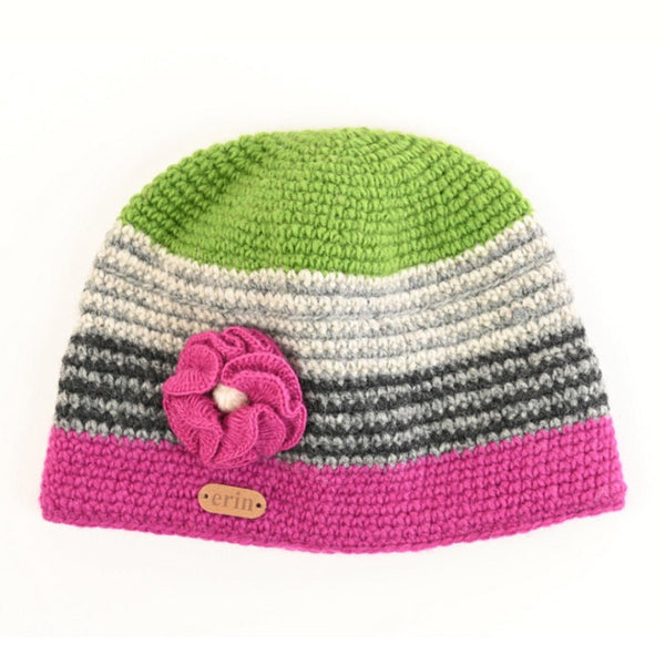 Crotchet Hat w/ Pink Flower - The Celtic Gift Store - Clothing Accessories