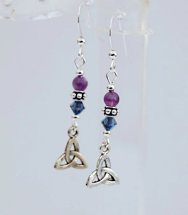 Cruthú Amethyst Trinity Knot Earrings - The Celtic Gift Store - Earrings