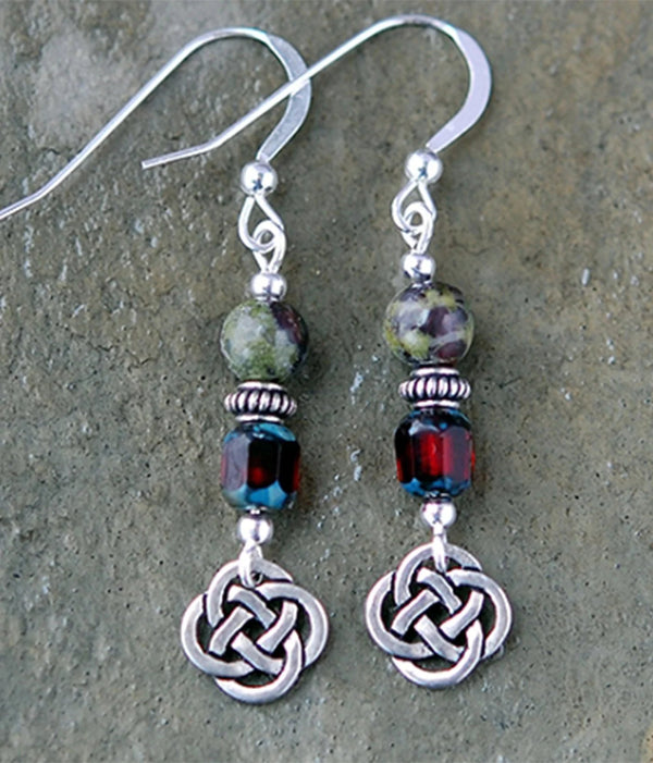 Cruthú Dragon Blood Jasper Celtic Knot Earrings - The Celtic Gift Store - Earrings