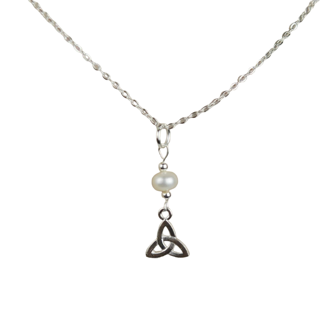 Cruthú Freshwater Pearl Trinity Knot Necklace - The Celtic Gift Store - Necklaces