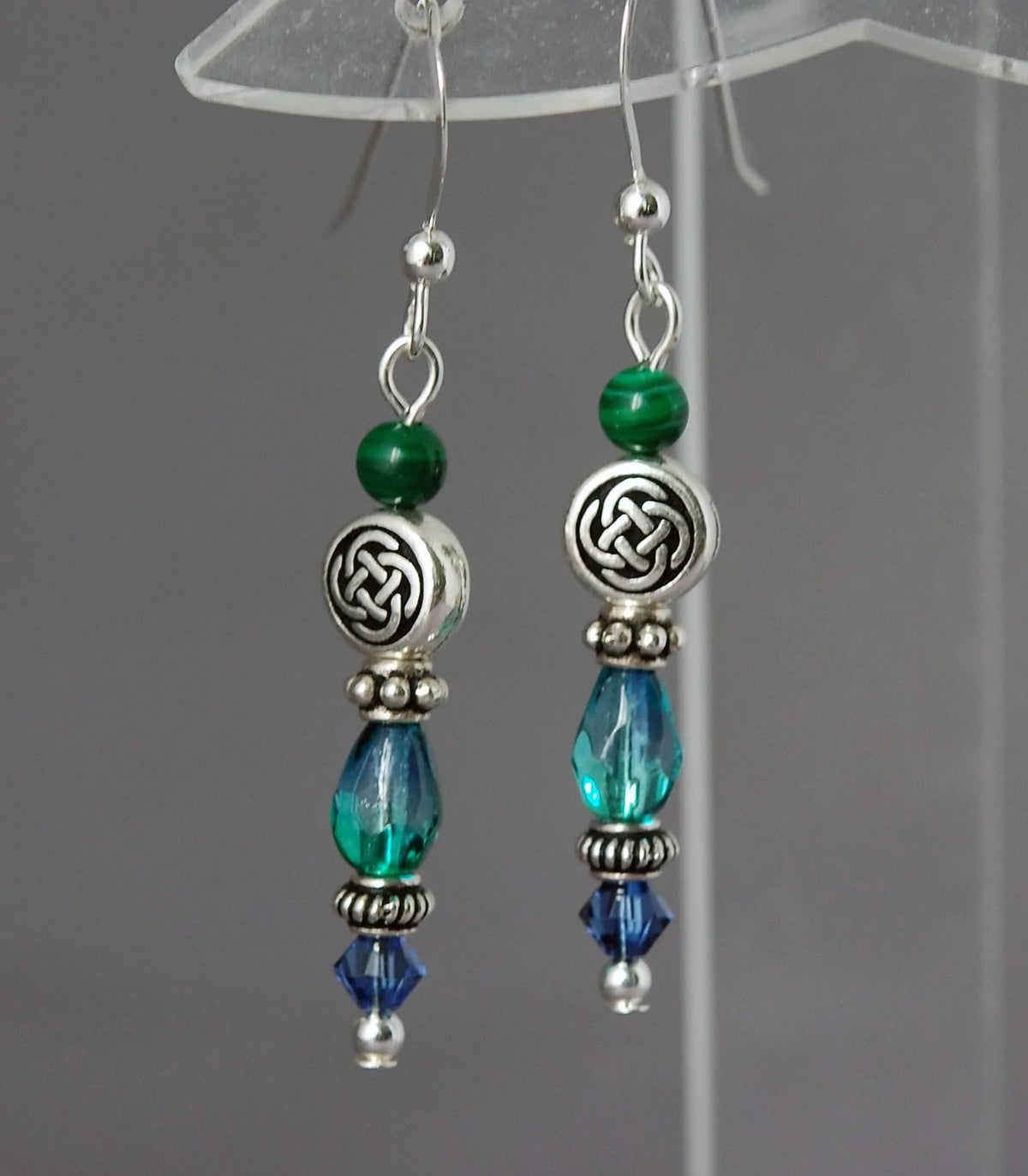 Cruthú Ocean Vortex Malachite Celtic Knot Earrings - The Celtic Gift Store - Earrings