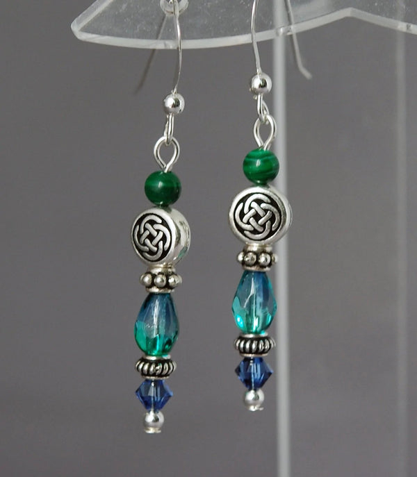 Cruthú Ocean Vortex Malachite Celtic Knot Earrings - The Celtic Gift Store - Earrings