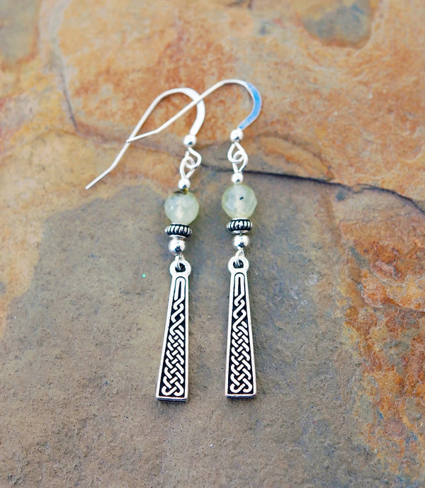 Cruthú Prehnite Celtic Knot Wedge Earrings - The Celtic Gift Store - Earrings