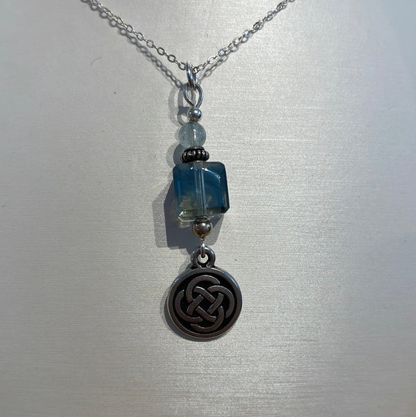 Cruthú Spirit Journey Aquamarine Celtic Knot Necklace - The Celtic Gift Store - Necklaces