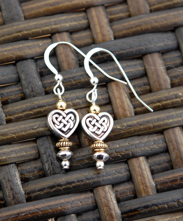 Cruthú Two - Toned Celtic Heart Earrings - The Celtic Gift Store - Earrings
