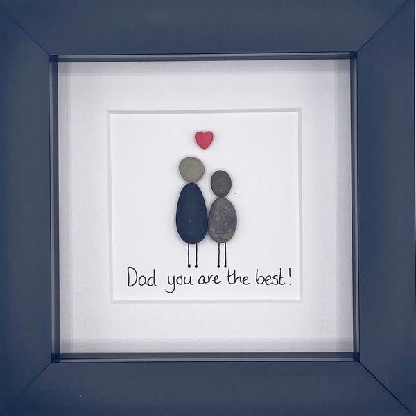 Dad You Are The Best Irish Pebble Art - 4"x4" Shadowbox - The Celtic Gift Store - Decor
