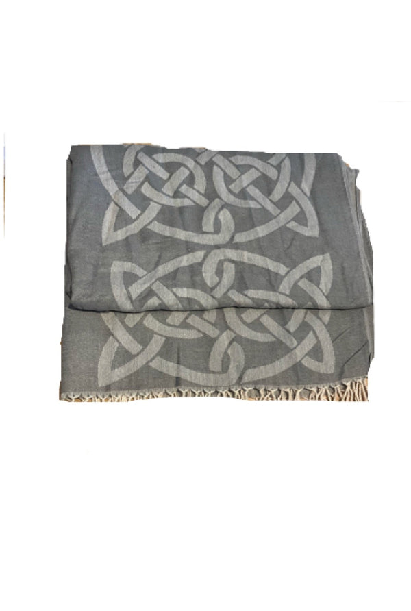 Double Sided Celtic Knot Scarf - Grey - The Celtic Gift Store - Scarves & Shawls