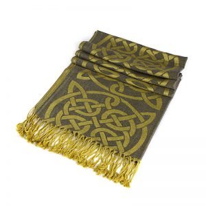 Double Sided Celtic Knot Scarf - Olive Green - The Celtic Gift Store - Scarves & Shawls