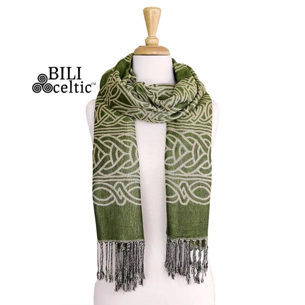 Frances Celtic Knot Scarf - Light Green - The Celtic Gift Store - Scarves & Shawls