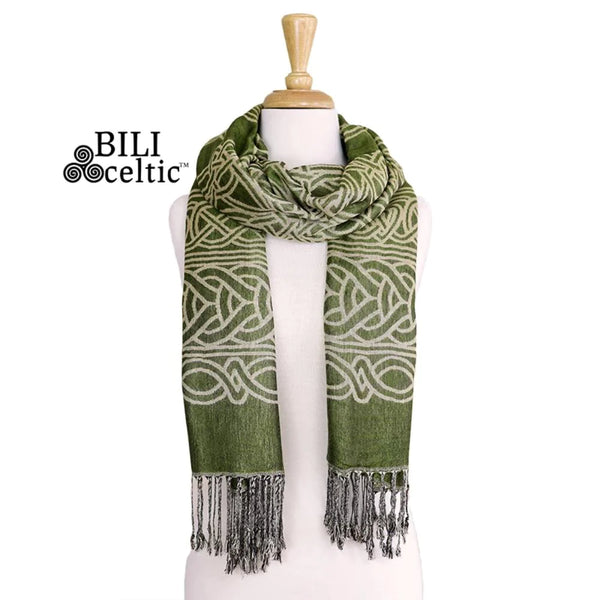 Frances Celtic Knot Scarf - Light Green