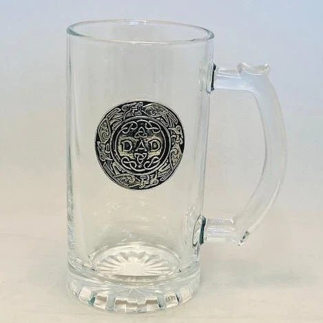 Glass Beer Tankard pewter design - Dad - The Celtic Gift Store - Drinkware