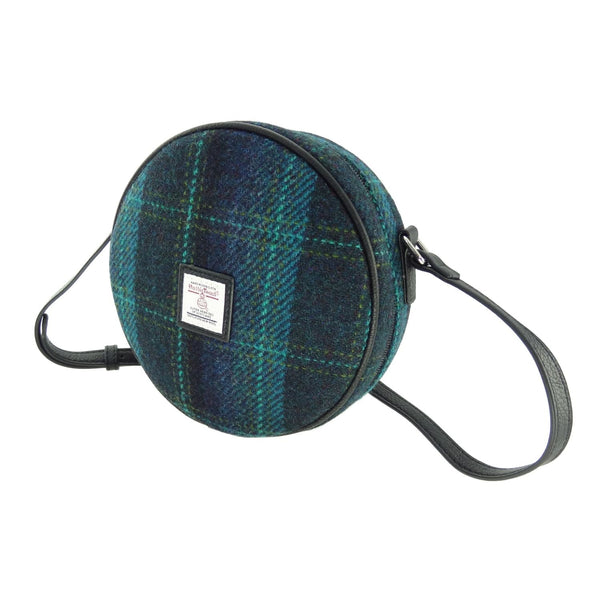 Glen Appin Blue with Turquoise Overcheck Round Crossbody Bag - The Celtic Gift Store - Handbags