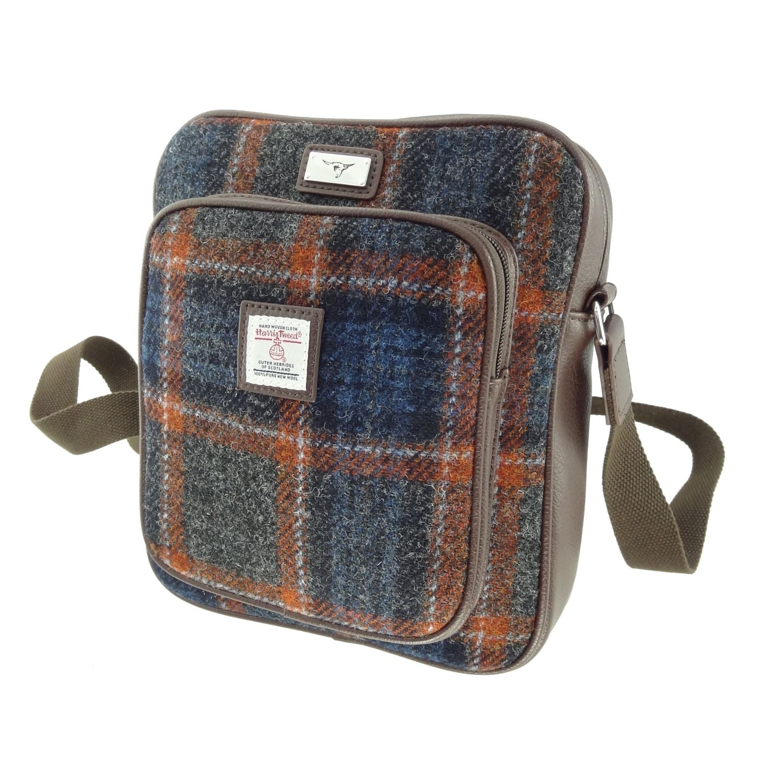 Glen Appin Grey and Rust Check Harris Tweed Travel Bag - The Celtic Gift Store - Handbags