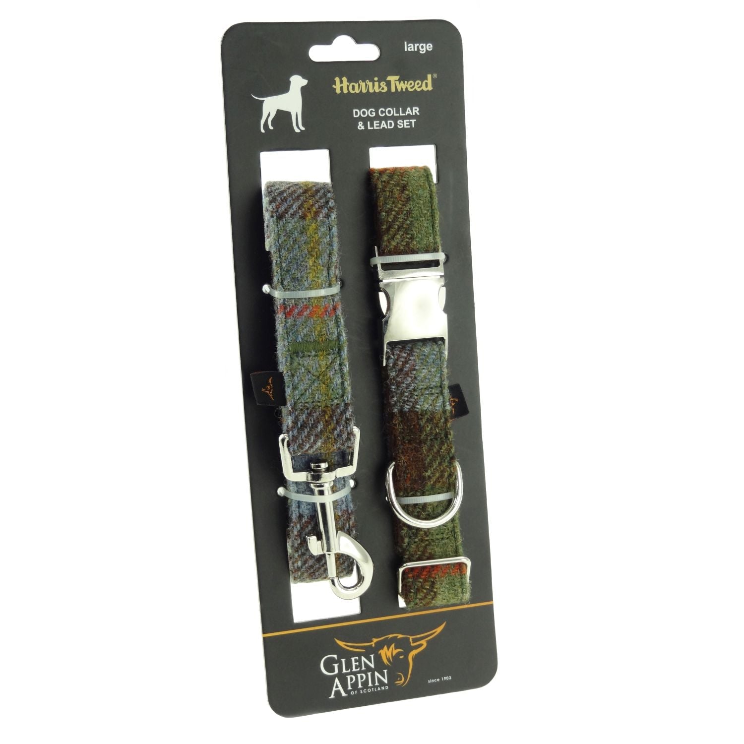 Glen Appin MacLeod Tartan Harris Tweed Dog Collar and Lead - The Celtic Gift Store - Pet Supplies
