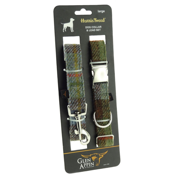 Glen Appin MacLeod Tartan Harris Tweed Dog Collar and Lead - The Celtic Gift Store - Pet Supplies
