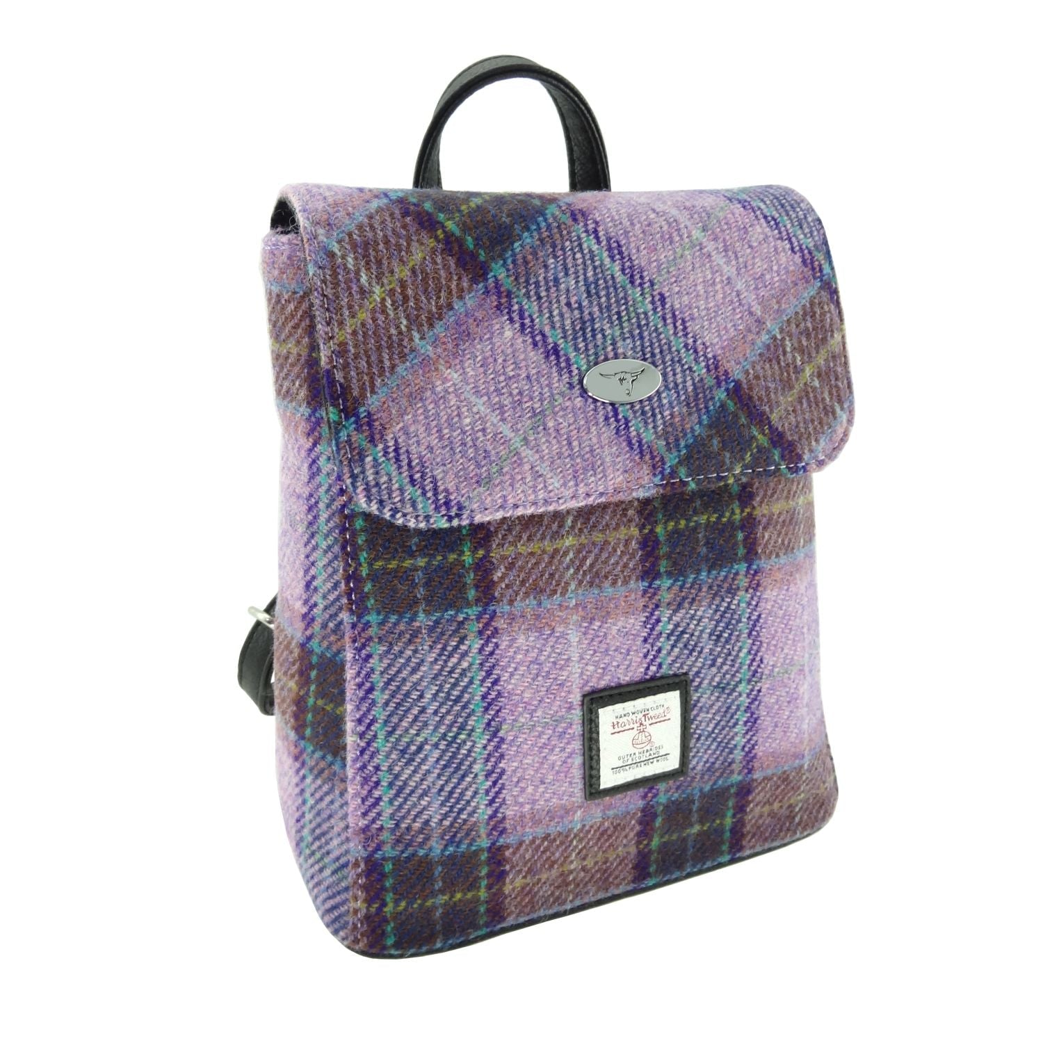 Glen Appin Pink and Lilac Check Harris Tweed Mini Backpack - The Celtic Gift Store - Handbags