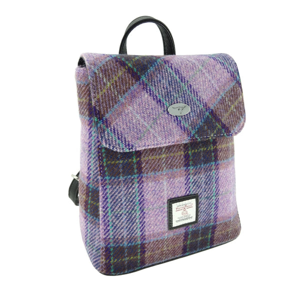 Glen Appin Pink and Lilac Check Harris Tweed Mini Backpack - The Celtic Gift Store - Handbags