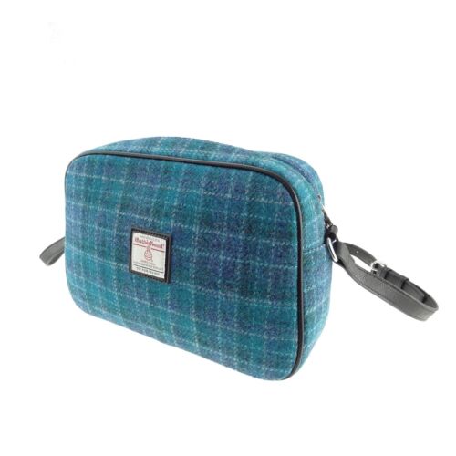 Glen Appin Sea Blue Check Harris Tweed Large Shoulder Bag - The Celtic Gift Store - Handbags