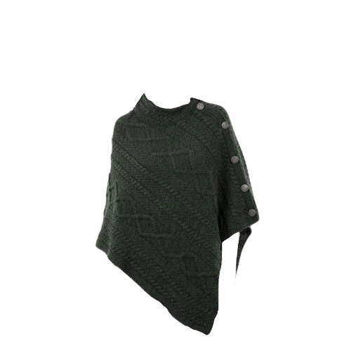 Green Cable Poncho - The Celtic Gift Store - 