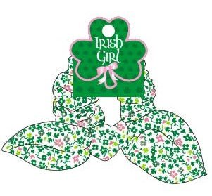 Green/ Pink Shamrock Applique Hair Scrunchie - The Celtic Gift Store - 