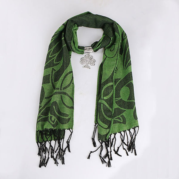 Green Shamrock Jewelry Scarf - The Celtic Gift Store - 