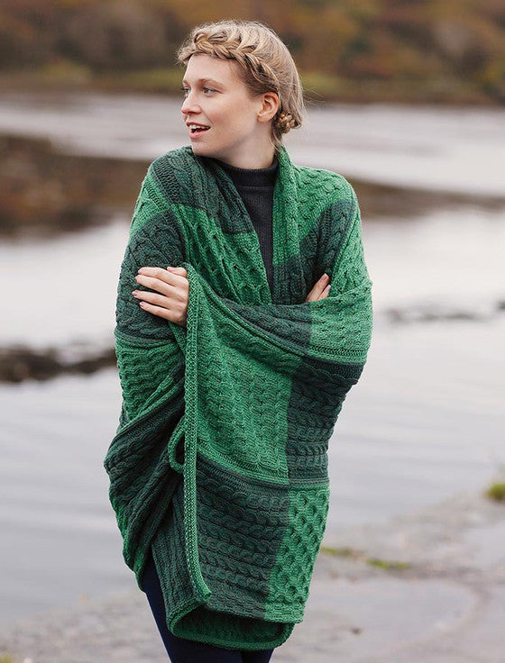 Two-Tone Green and Connemara Patchwork Throw