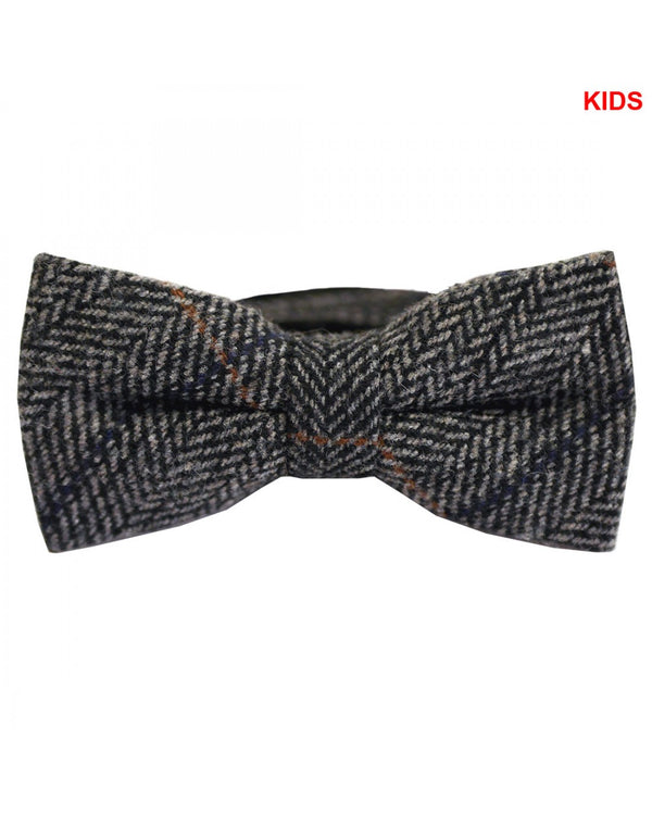 Patrick Francis Kids Grey Check Tweed Bow Tie