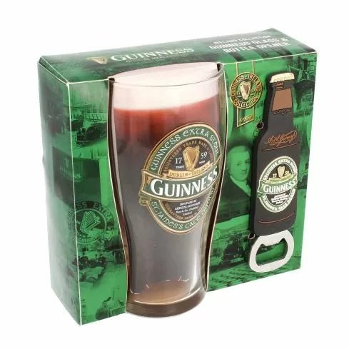 Guinness Ireland Label Pint Glass & PVC Opener Set - The Celtic Gift Store - Barware