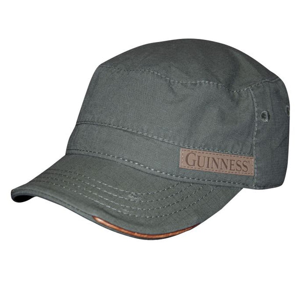 Guinness Military Green Leatherette Detail Cadet Cap - The Celtic Gift Store - Hats