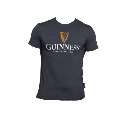 Guinness Navy Distressed Harp Logo T-Shirt - The Celtic Gift Store - Shirts & Tops