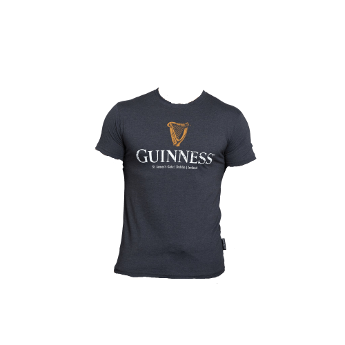 Guinness Navy Distressed Harp Logo T-Shirt - The Celtic Gift Store - Shirts & Tops