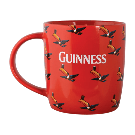 Guinness Red Mug with Multiple Flying Toucans - The Celtic Gift Store - Drinkware