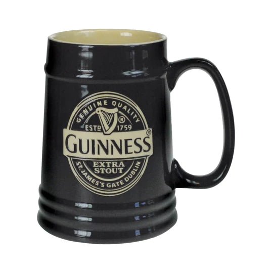 Guinness Tankard - Black Ceramic - The Celtic Gift Store - Drinkware